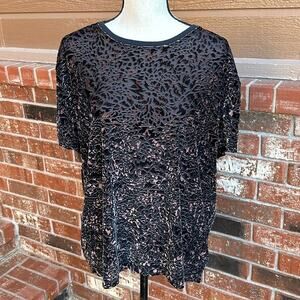 Free People We The Free Teddy Tee Size S Black Combo Velvet Burnout Oversized